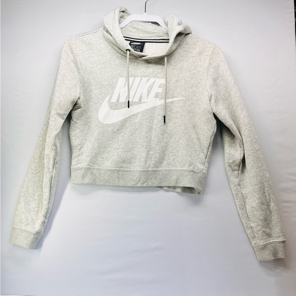 Nike Women's Light Gray Cropped Hoodie‎